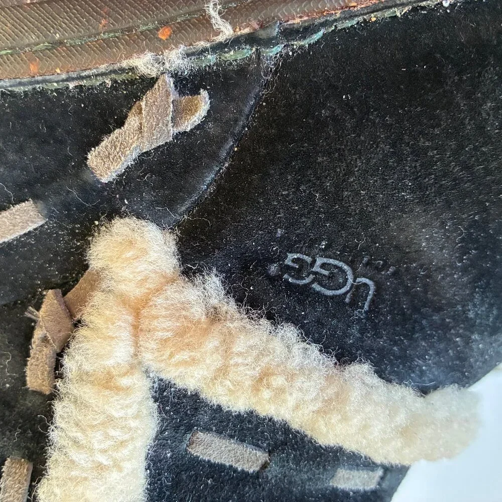 UGG Australia ELIJO Cuff Pull On Boot Black Suede Shearling Size 10